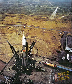 Soyuz T-3 on launch pad