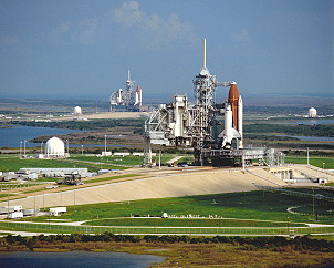 STS-41 and STS-35 on launch pad