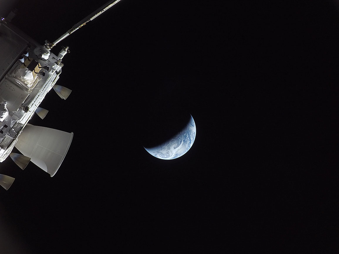 Earth seen from Artemis II after translunar injection burn
