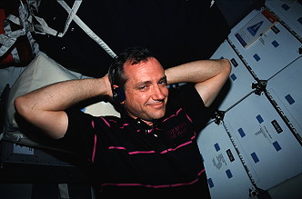 Akers onboard Space Shuttle