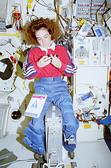 Currie onboard Space Shuttle
