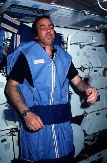 Schlafen an Bord des Shuttle