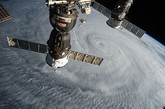 Typhoon Soudelor with Soyuz TMA-17M