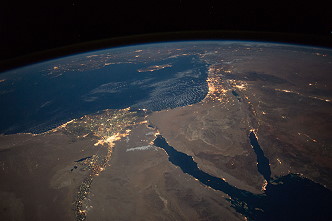 Sinai peninsula by night