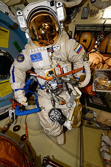 Orlan spacesuit in Pirs airlock