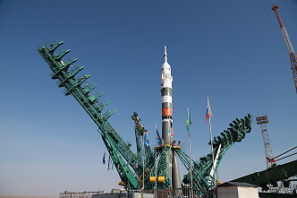 Soyuz MS-18 on the launch pad