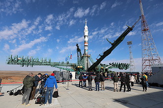 Soyuz MS-19 on the launch pad