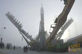 Soyuz TM-3 on the launch pad