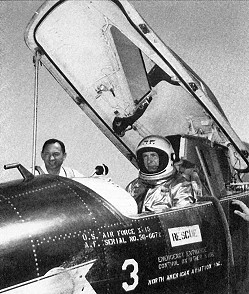 Joe Engle before exiting the cockpit of X-15 no. 3 after landing on 29 June 1965. Joe Engle before exiting the cockpit of X-15 no. 3 after landing on 29 June 1965.