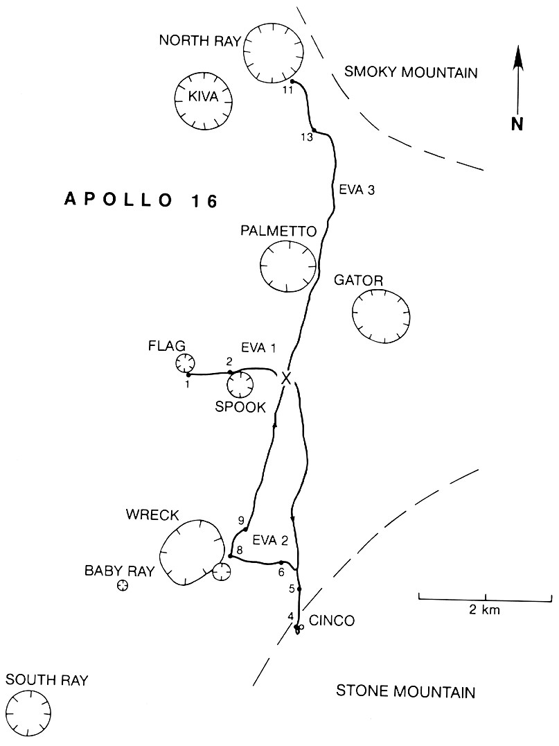 Apollo 16 Wegekarte