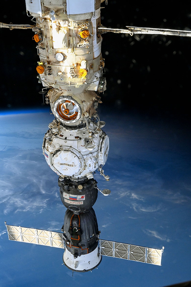 Soyuz MS-21 docked to the Prichal module