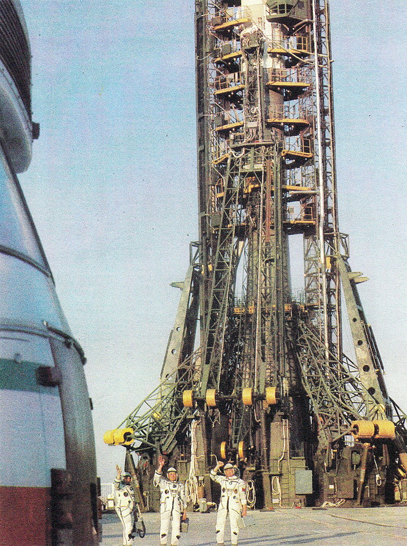 Crew Soyuz T6 at the launch pad
