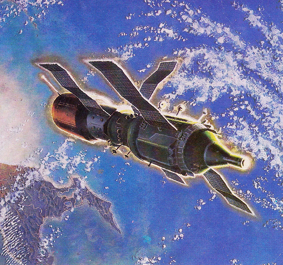 Salyut 7 with Kosmos 1443